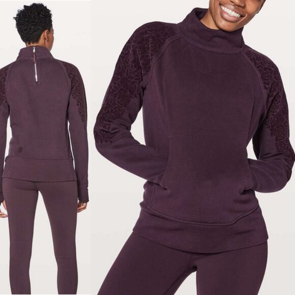 Lululemon Floral Flock Pullover Sweatshirt Black Cherry - Picture 1 of 7